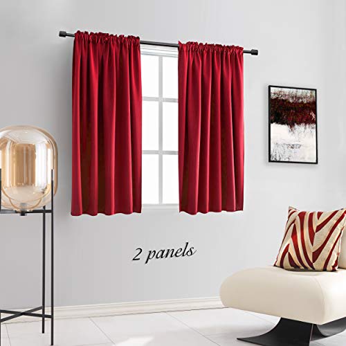 Image of DONREN Red Blackout Curtains Thermal Insulated Room Darkening Rod Pocket Curtains for Dining Room (42 by 54 Inch,2 Panels)