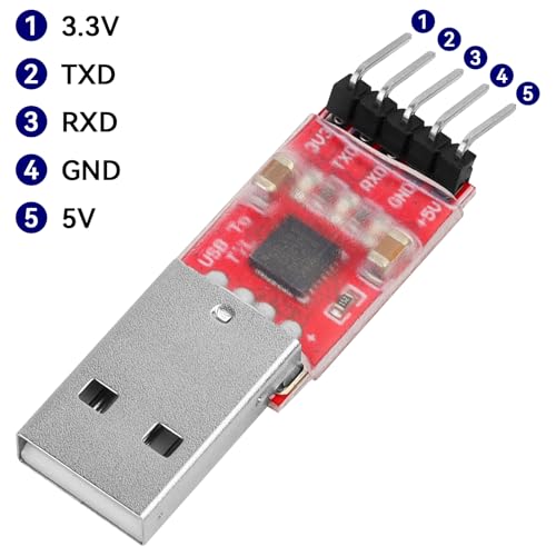 YELUFT CP2102 USB to TTL Module - Serial Converter Adapter Downloader for UART STC 3.3V and 5V Programming Microcontrollers with Jumper Cable