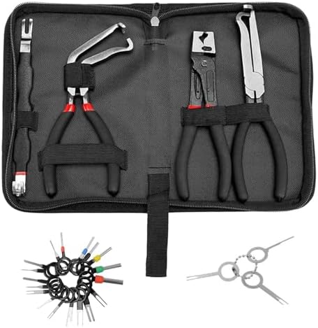 Essential Electrical Disconnect Pliers for Cars - 5 Pieces Set Including Automotive Connector Separator Tool, Fuel Line Petrol Clip, Plug Release Tool and Wire Terminal Removal with Storage Box