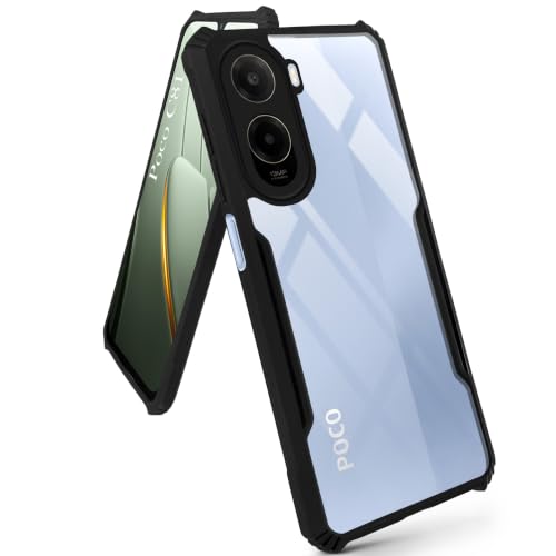 Image of Jkobi Hybrid Back Cover Case for Poco C81 5G (Shockproof with Polycarbonate Clear Panel | Professional Black)