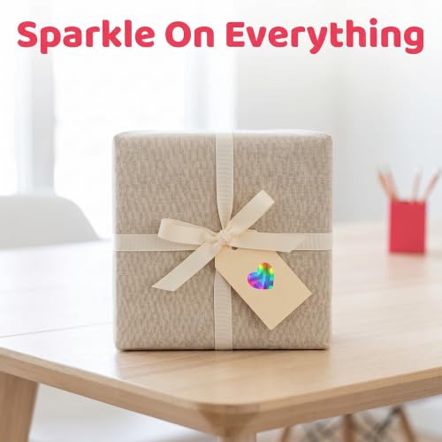 1800 Pcs 0.5 Inch Holographic Heart Stickers, Rainbow Glitter Tiny Heart Stickers for Kids, Valentines Day Love Decorations, Reward Charts, Scrapbooking, Student Planner, Classroom Crafts - Image 7