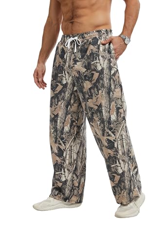 Men's Camo Sweatpants Casual Baggy Jogger Drawstring Elastic Waist Athletic Lounge Trousers Workout Streetwear Pants4