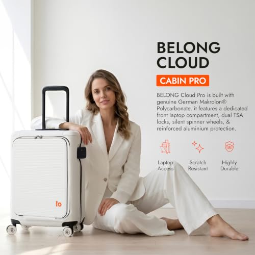 Image of Belong Cloud PRO, Carry On Cabin Size Laptop Luggage, 56 cm, Ivory