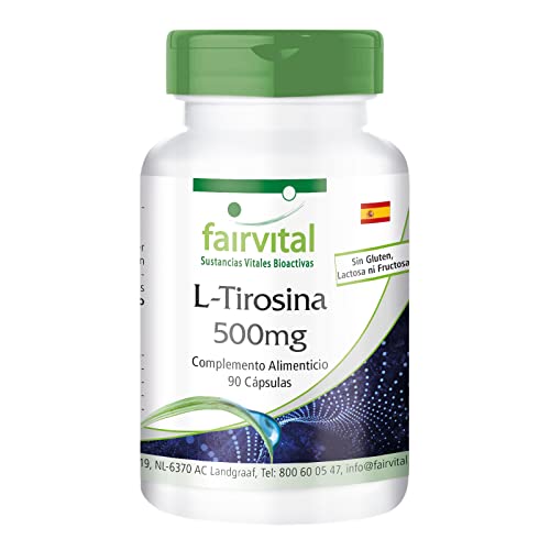Fairvital | L-Tirosina 500mg - Dosis elevada - Aminoácido - 90 cápsulas - Calidad Alemana