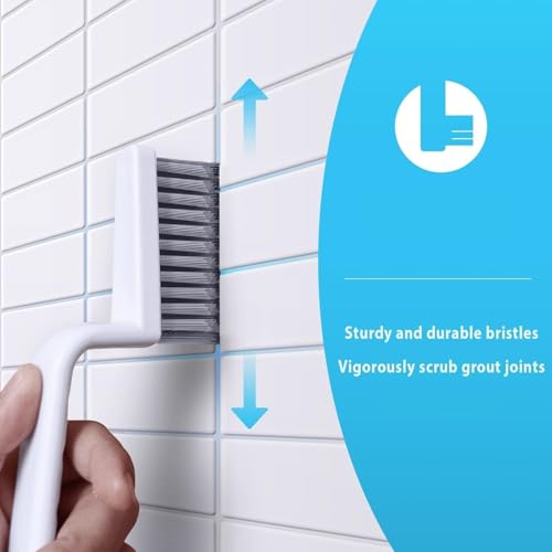Image of KBZONE 2PCS Grout Cleaner Brush V Shape, Stiff Grout Cleaning Brushes for Tile,Floor Magic Brush, Bathroom Accessory, Cleaning Tools, Grout Scrub Brush Set for Shower, Bathroom, Kitchen, Household Use