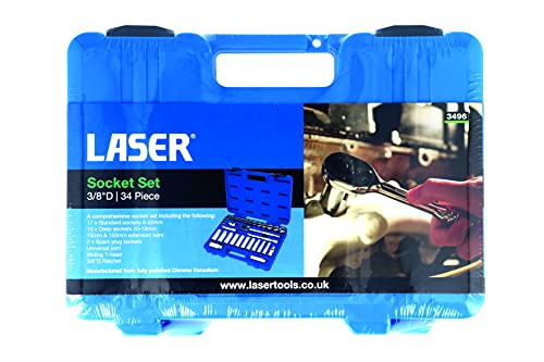 Coffret de douilles Laser 3496 3/8" D avec 34 pièces pour les réparations mécaniques - 7