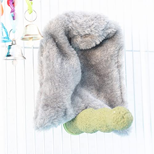 Image of Bird Blanket Cozy Warm Plush Cuddle Nest Hanging Toy Fleece Sunggle Hut House Bed Hammock Shelter for Parakeet Cockatiel Grey Toy for Bird Cage Comfort Corner Large Medium Small (Large)