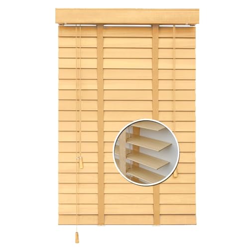 Wooden Grain Window Venetian Blind, Cordless for Windows...