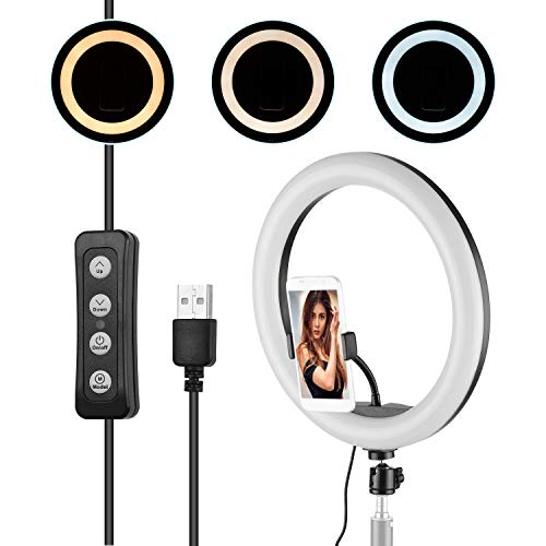 LED Ringlicht, Andoer 13 Zoll Ringleuchte Dimmbar 2700-5500K Selfie Licht Ringleuchte mit Kugelkopf Handyhalter für Make… – Bild 6