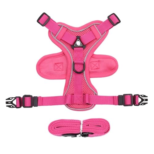 反射猫ハーネスとセットメッシュペットハーネス、小型犬猫子猫アクセサリー小型犬牽引(Rose,L)