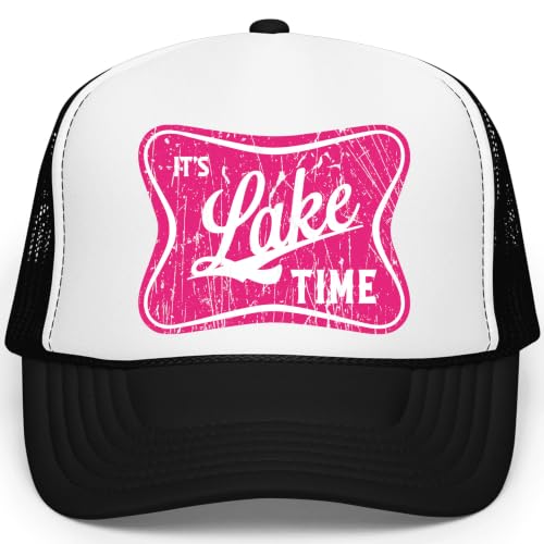 Image of It's Lake Time Summer Classic 5 Panel Foam Front Mesh Snap Back Trucker Hat