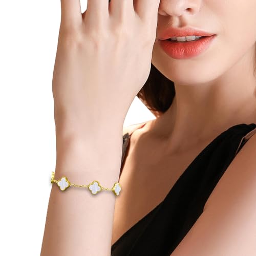 18K Gold-Plated Four Leaf Clover Bracelet for Women ，Adjustable lucky Bracelet Set Jewelry ，Jewelry Gifts for Women2
