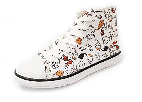 FIRST DANCE Women's Cat Printed Shoes Kitty Shoe Casual Business Work High Top Canvas Sneakers Funny Cute Shoes for Ladies3