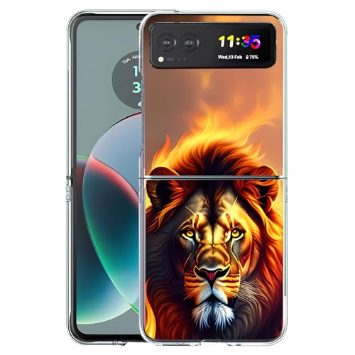 Bcov Case for Motorola Razr 2023,Fire Lion Anti-Scratch Solid Hard case Protective Shookproof Phone Cover for Motorola Razr 2023