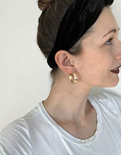 Small Chantal Thick Chunky Tube Lightweight Hoop Earrings for Women in Brushed 18k Gold Plated3