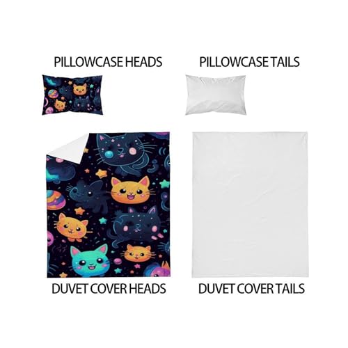Housse de couette chat imprimé animaux mignons pour chambre cocooning - 5