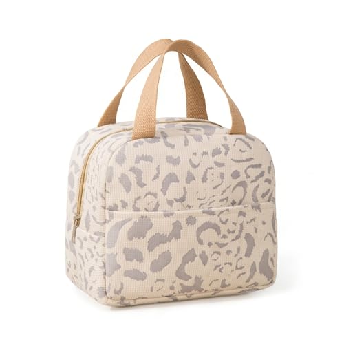 DOINEUFL Mini KüHltasche Klein, 6L Lunchtasche für Damen und Herren, Isoliertasche Lunch Bag Warm und Kalt Halten, Tragbar Lunchbag für Arbeit, Mittagessen, Schule, BüRo, Camping Oder Reise (Beige)