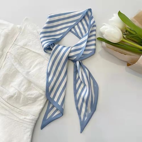 2 Pcs Strawberry Striped Satin Scarves Long Skinny Neck Scarves Fashion Hair Scarves Headbands Handbag Handle Scarves4