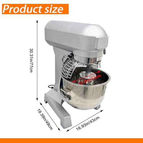BEILOCKERY 110V Commercial Dough Mixer with 3 Types of Mixing Tools, 20L Stainless Steel Dough Kneading Machine, 1100W Adjustable Speed Bakery Equipment, Safety Lid Lock & Auto Stop Function