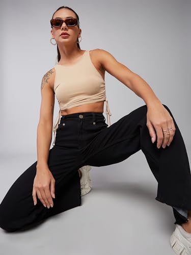 Image of Dolce Crudo Boot Cut High Rise Cropped Jeans for Women