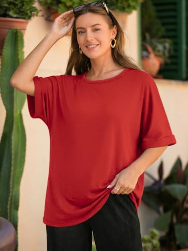 Image of ATHMILE Womens Oversized T Shirts Summer Tops Spring Casual Loose Fit Workout Short Sleeve 2026 Beach Vacation