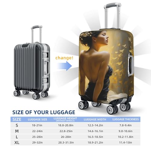 Beautiful Woman Gold Color Elastic Travel Luggage Covers Dustproof Scratch-Resistant Suitcase Protector Fit 22-24 Inch4