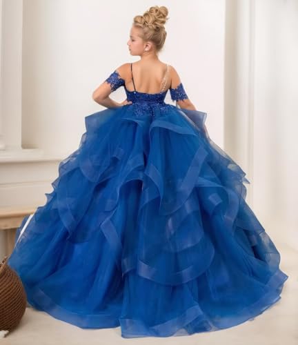 Flower Girl Dress Lace Appliques Tulle Princess Pageant Flower Girl Dresses for Wedding A-Line Long Kids Ball Gowns3