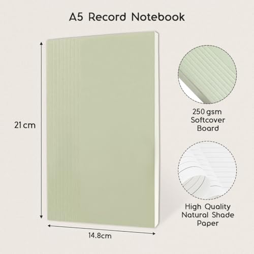 Image of Record Note Book, Smoke Grey | A5 - Ruled Grid Pages | 96 Pages - 100GSM Pages with Soft Cover | Ideal for Office, College, School, Journaling, Meeting & More