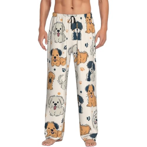 Yorkie Floral Fashion Men'S Pajama Pants, Casual Pants, Super Soft Men Pajama Pants With Pockets And Drawstring