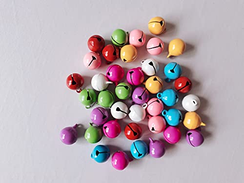 40 Piezas Cascabeles de Colores, Metal Cascabeles Manualidades, 14mm Cascabeles para Manualidades, Fiestas de Navidad, Festivales, decoración, Bricolaje Cover