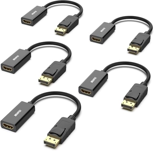 BENFEI 4K DisplayPort to HDMI Adapter 5 Pack, Uni-Directional DP 1.2 Computer to HDMI 1.4 Screen...