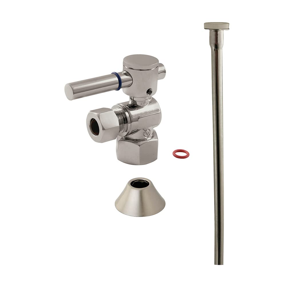 Kingston Brass CC43108DLTKF20 Modern Plumbing Toilet Trim Kit, 1/2" IPS x 3/8" O.D. Comp, Brushed Nickel