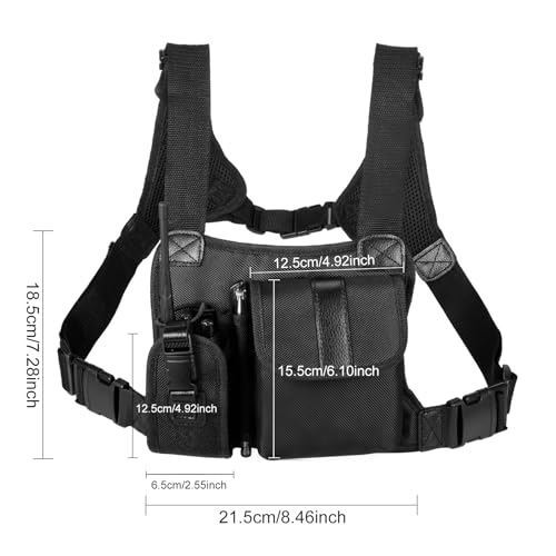 abcGoodefg Universal Radio Chest Harness Pack Bag Tactical Harness Holster EMS Vest Rig for Two Way Radio Walkie Talkie Leather Black (Rescue Essentials)