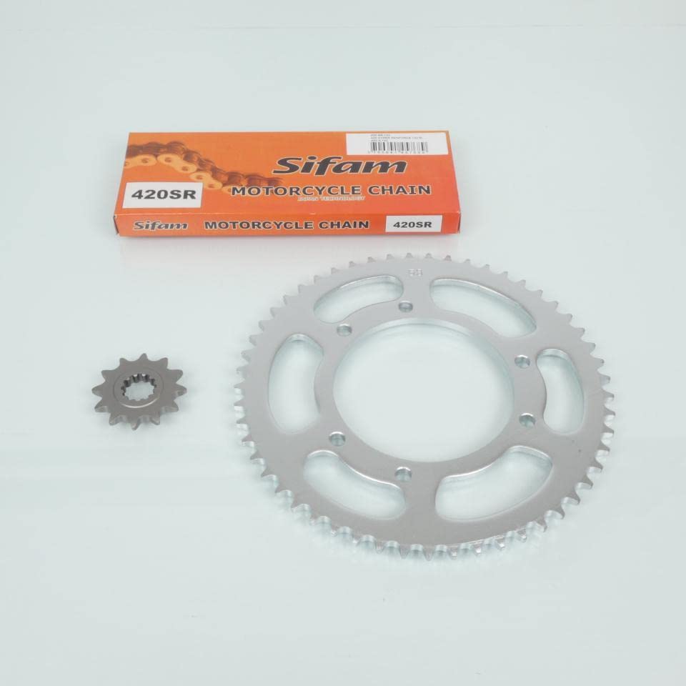 Kit chaîne Sifam compatible avec moto Rieju 50 Mrt Pro 2009 à 2019 12x53 pas 420 Al 105mm