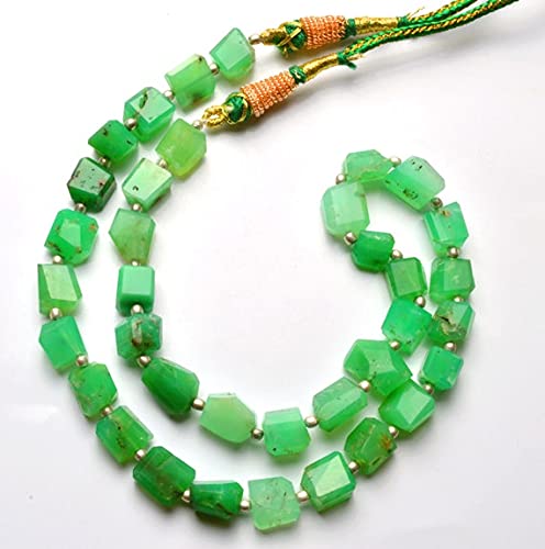 Collier chrysoprase verte en pépites facettées 17" pour bijoux d'exception - 2