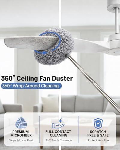 Image of Practical 3 in 1 Dusters Kit for Cleaning, Efficient Duster with Extension Pole, Upgraded High Ceiling Fan Cleaner Duster, Easy Washable Spider Cobweb Brush Duster for Blinds /Wall /Tight Spaces