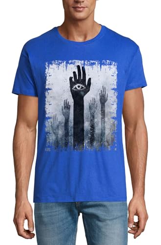 T-shirt Illuminati New World Order coton bleu roi col rond vêtement homme I See All