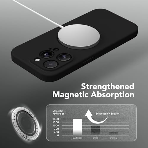 Image of Magnetic for iPhone 13 Pro Max Case, Compatible with MagSafe, [Full Camera Protection][Screen Protector] Silicone Shockproof Protective Phone Case for iPhone 13 Pro Max 6.7 inch, Black