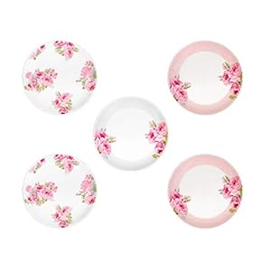 ローラアシュレイ ケーキ皿 中皿 直径16.5cm 5枚 食器 セット 薔薇 クチュール ローズ ピンク プレート 皿 花柄 プレゼント 女性 おしゃれ plates and dishes set 日本製 LA10-57