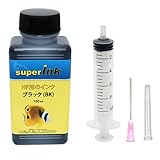 HP用 ブラック （染料） 詰め替え 互換インク superInk 100ml （全機種対応） + 手袋1組 + 10ml注入器 + 針 + キャップ