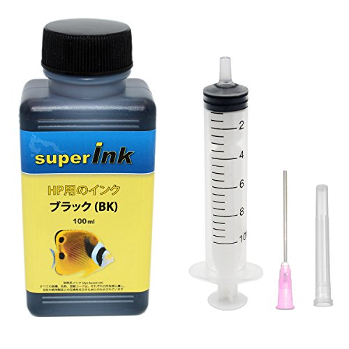 (未使用･未開封品)HP用 ブラック （顔料） 詰め替え 互換インク superInk 100ml （全機種対応） + 手袋1組 + 10ml注入器 + 針 + キャップ 419TCNObePL.jpg