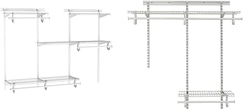ClosetMaid ShelfTrack - Sistema organizador de armario de alambre ajustable de 4 a 6 pies blanco y estante 2087 de 2 pies a 4 pies kit organizador