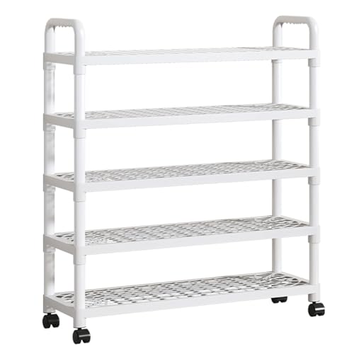 Optimiser les espaces étroits : chariot de rangement à chaussures 5 niveaux blanc - 2