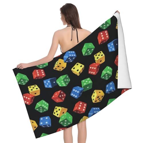 バスタオル カラフル サイコロ 大判バスタオル ビーチタオル マイクロファイバー 柔らか肌触り 高速吸水 通気 耐久性 水泳 旅行 運動する お風呂 旅行用タオル 家庭用バスタオル 130x80cm