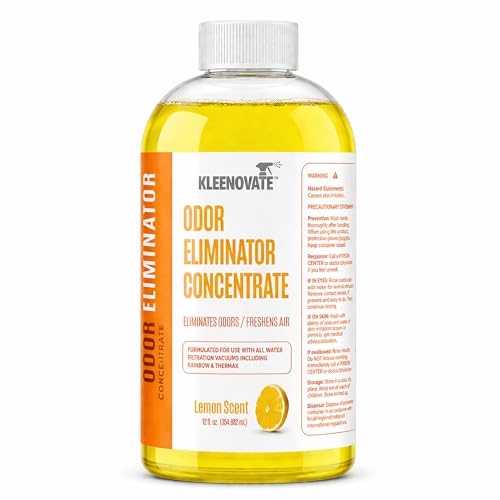 Kleenovate Odor Eliminator Air Freshener & Deodorizer Concentrate Compatible for Rainbow Sirena Thermax Prolux - Biodegradable Formula for Spraying & Water Based Vacuums - 12 fl oz. (Lemon)