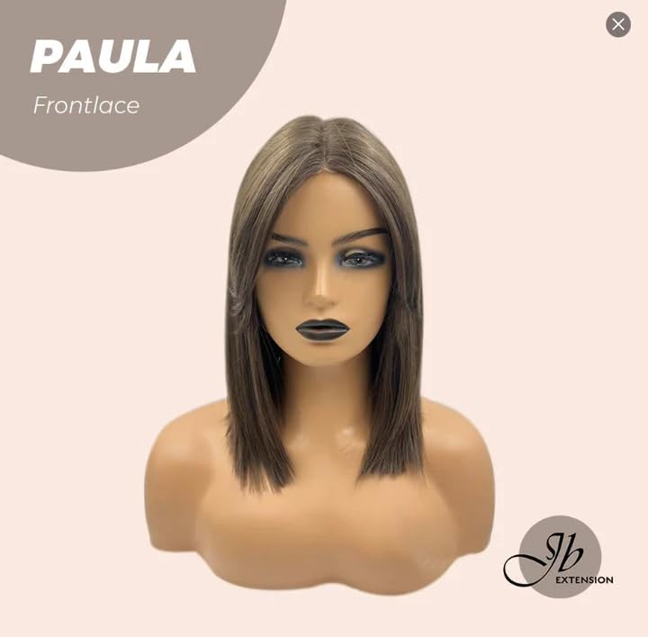 Miniatura 7 de JBEXTENSION PAULA - Peluca de encaje frontal precortada, pelucas rectas de corte Bob marrón claro para mujer, pelucas sintéticas naturales para uso