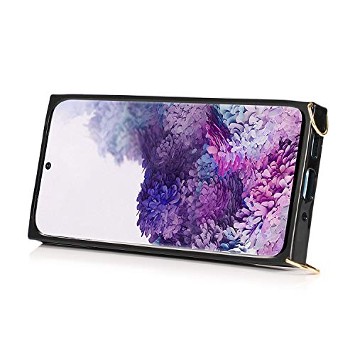 Samsung Galaxy S20 Fe 5G Wallet Case,Zyzx Removable Adjustable Leather Strap Crossbody Card Holders Case Neck Strap Lanyard Purse Shoulder Strap W/Kickstand Case For Samsung Galaxy S20 Fe 5G Kb Black #TOP6