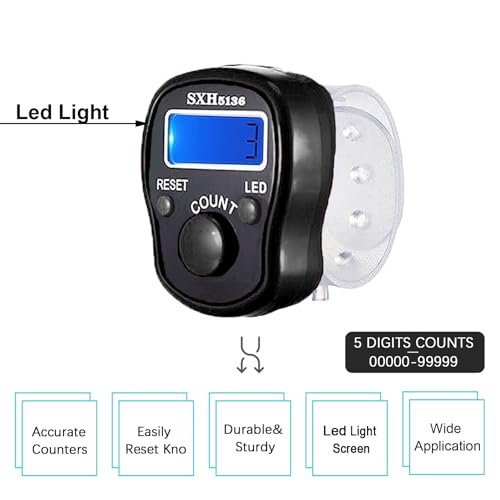 Image of TESEAS Electronic Finger Counter, 6 Pack Digital Tally Counter Clicker with Led, Resettable 5 LCD Digit Display Hand Tally Counter Counting for Golf,Goods Counting,Lap & Knitting