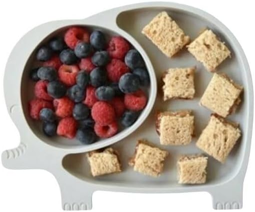 SANEC® Bebek ve Çocuk için Sevimli Fil Model Desenli Yemek Bebek Mama Kabı Bölmeli Tabak - Görsel 2