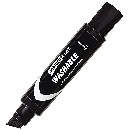 Avery Marks A Lot Jumbo Washable Marker, Chisel Tip, 1 Black Marker, Great for Large Signs and Posters (24158)